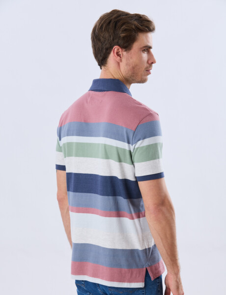 REMERA POLO JERSEY RAYADA Rosado