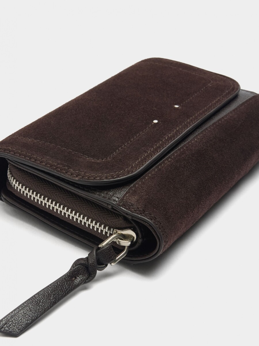 Cartera Detalles De Piel Con Solapa marron