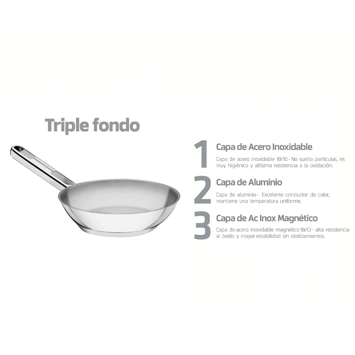 Sarten Acero Inoxidable Triple Fondo 28Cm Tramontina Induccion Sarten Acero Inoxidable Triple Fondo 28Cm Tramontina Induccion
