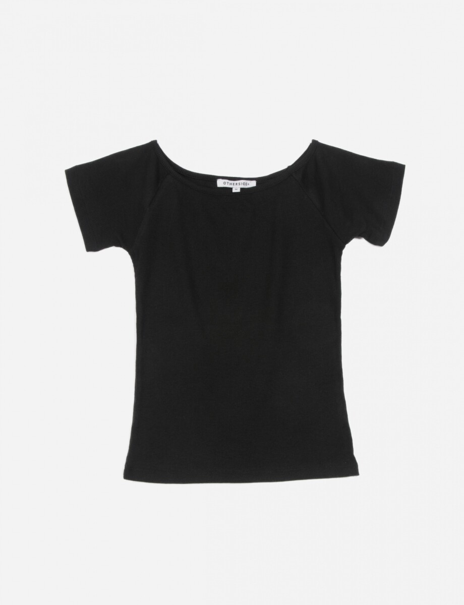 Remera off shoulder mangas cortas - Negro 