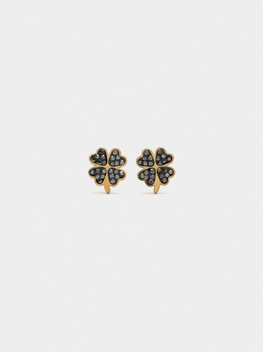 Pendientes Trébol - Acero Inoxidable - negro 