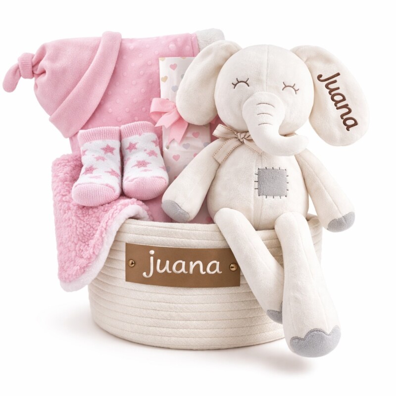 Cesta Nacimiento Cone-Cone Personalizada – Rosa Cesta Nacimiento Cone-Cone Personalizada – Rosa