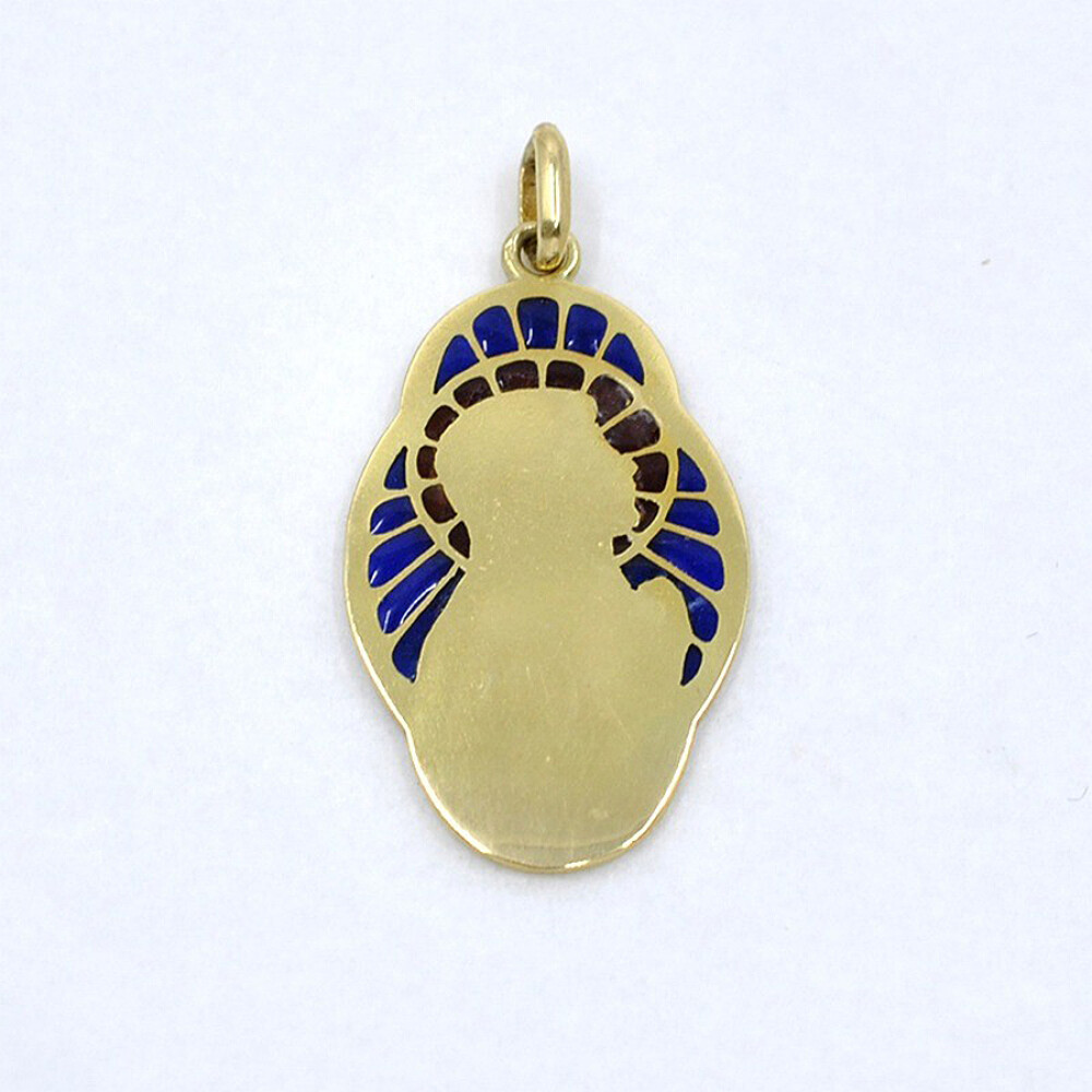 Medalla Virgen En Oro 18K Y Esmalte Traslúcido Medalla Virgen En Oro 18K Y Esmalte Traslúcido