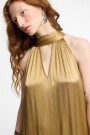 VESTIDO LARGO CUELLO HALTER Camel