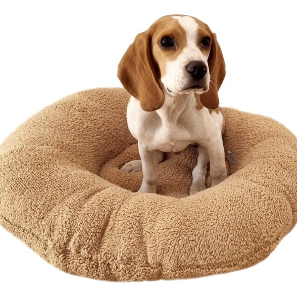 Cama Para Perro Gato Cuna Puff Peluda Cucha 50 Cm Mascota Polar Variante Color Beige