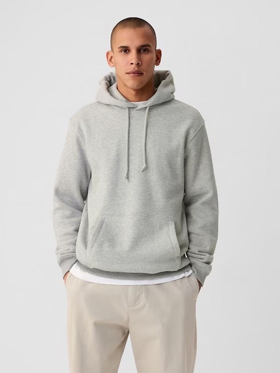 Buzo Canguro Con Felpa Hombre - Light Heather Grey B08 