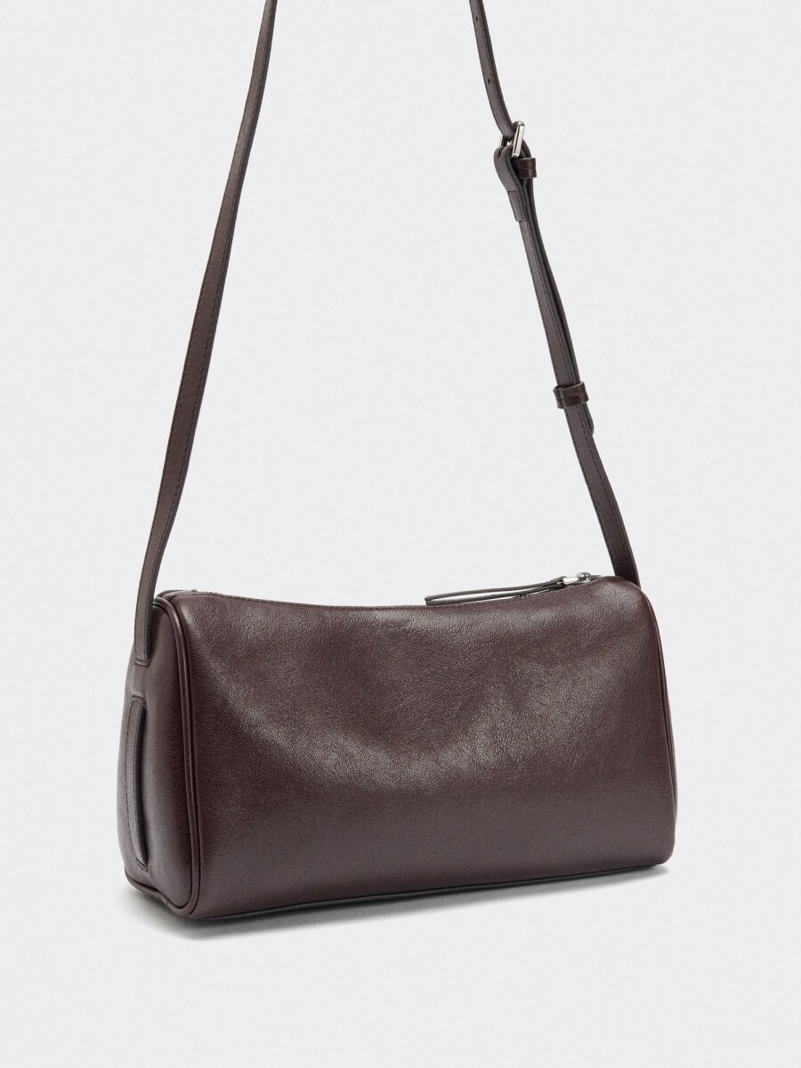 Bolso Bandolera Con Detalles De Piel marron