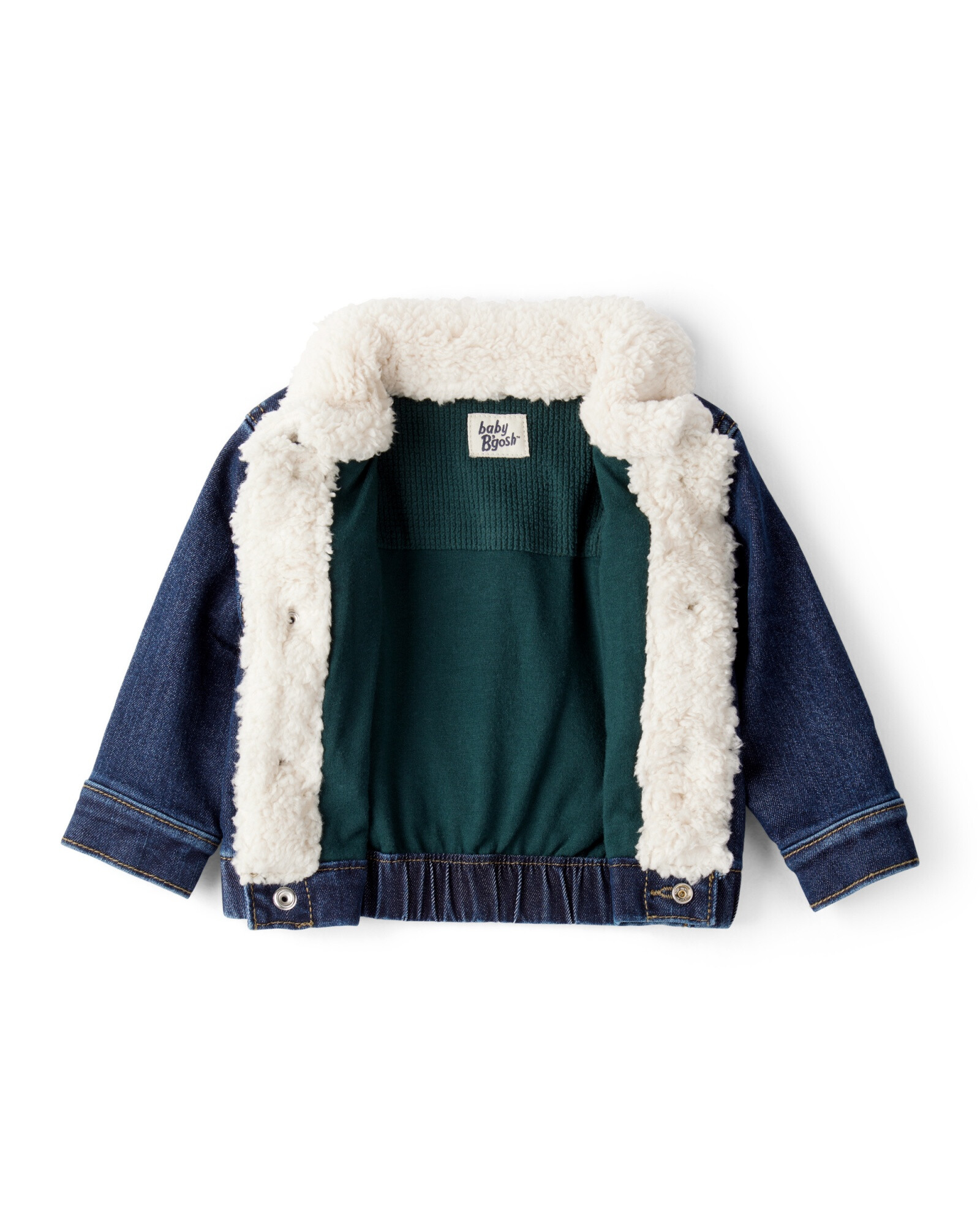Campera jean con bordes en sherpa Sin color