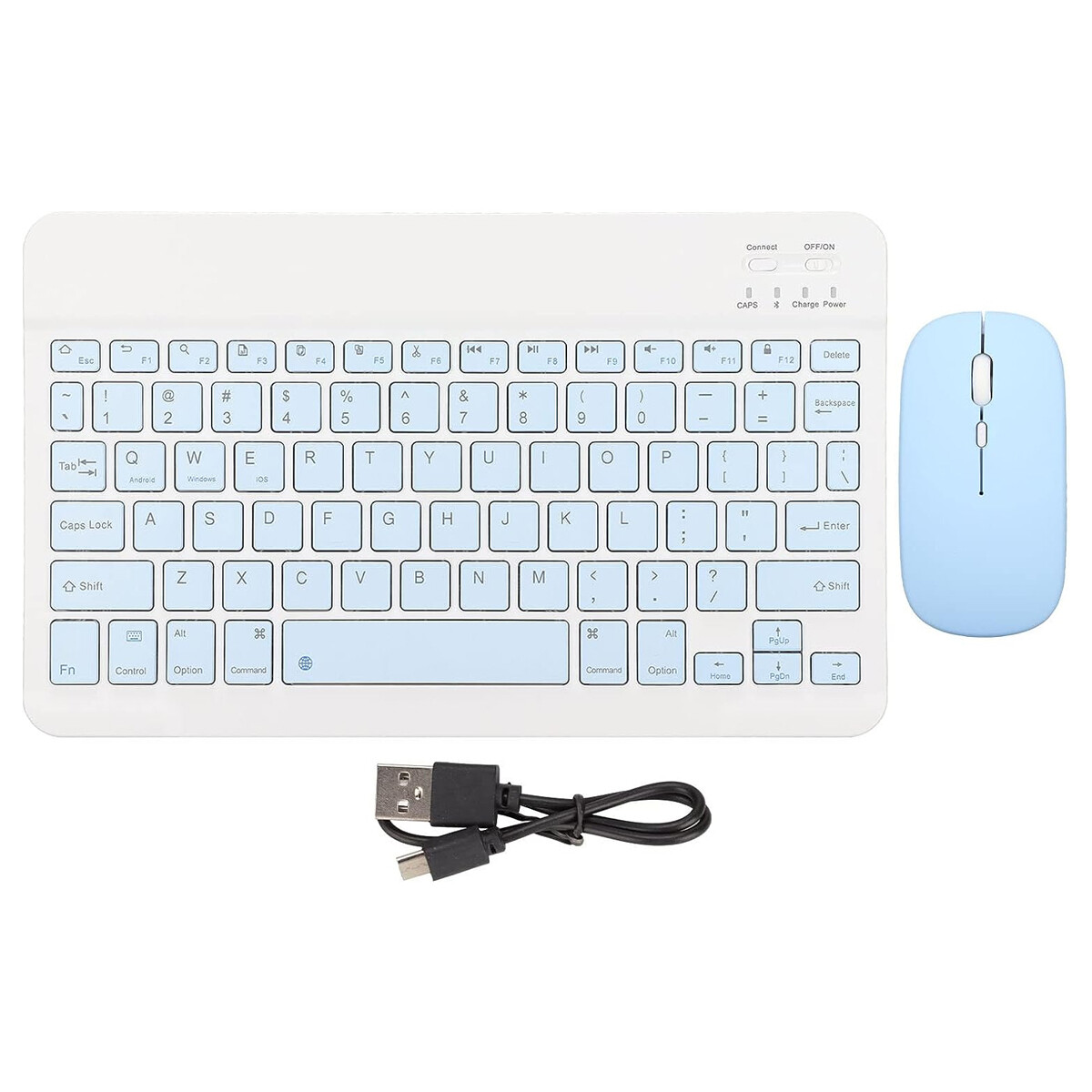 Combo Ledstar As-110 Teclado + Mouse Bluetooth Recargable - CELESTE 