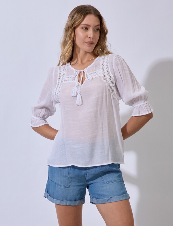 Blusa Lazo Crochet BLANCO