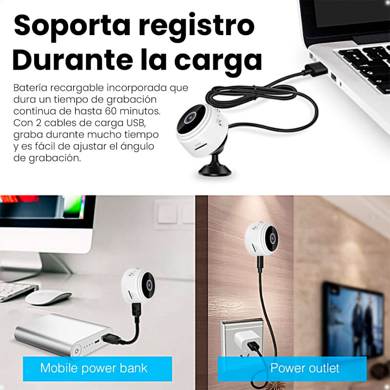Mini CÃ¡mara EspÃ­a InalÃ¡mbrica 1080p Wifi Con VisiÃ³n Nocturna Blanco
