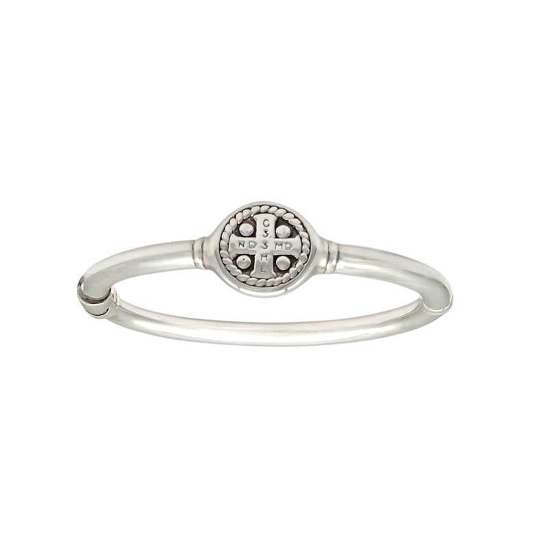 Brazalete Cruz de San Benito-Plata 925 inflada-Sin piedra-BR3024 sinpiedra
