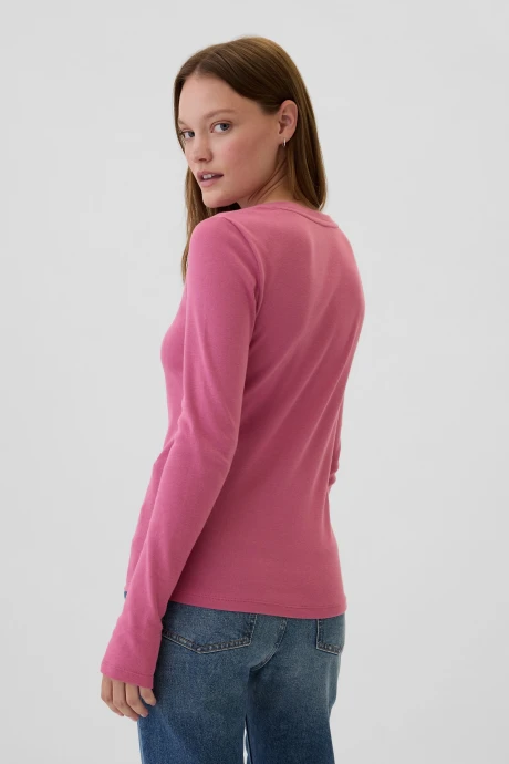 Remera Básica Cuello Redondo Manga Larga Mujer Red Violet 17-1818 Tcx