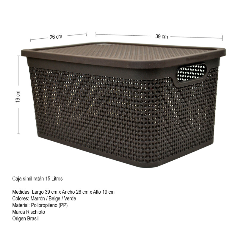 Set x3 Caja simil ratán 15 lts CHOCOLATE