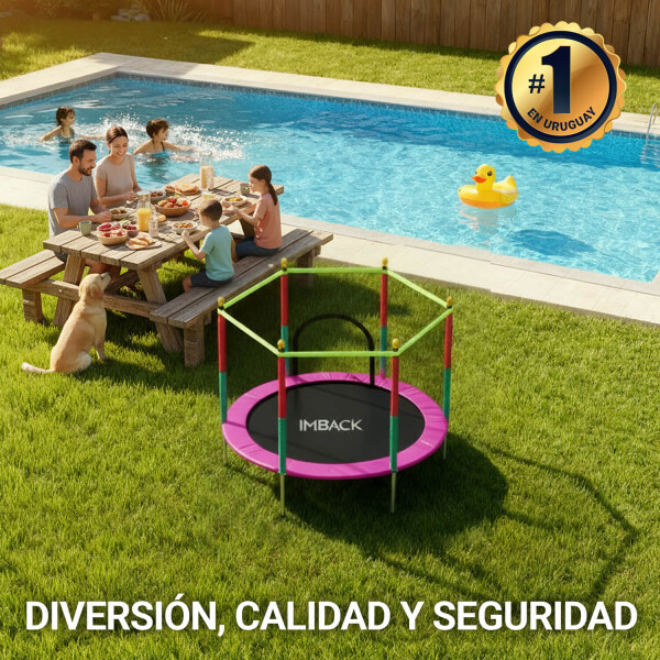 Cama Elastica de 1.40M Trampolin Saltarin con Red Proteccion y refuerzo seguridad IMBACK Color Rosa Cama Elastica de 1.40M Trampolin Saltarin con Red Proteccion y refuerzo seguridad IMBACK Color Rosa