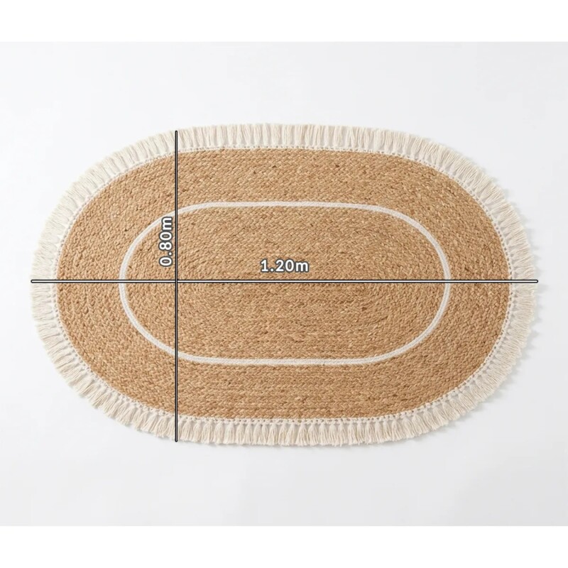 Alfombre en yute ovalada 1.20x0.80 Mts en 2 Colores C/flecos Alfombre en yute ovalada 1.20x0.80 Mts en 2 Colores C/flecos