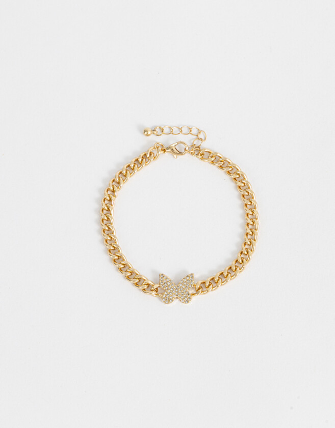 Pulseras Flexibles Con Mariposas Pulsera Flexible Dije Mariposa - Dorado