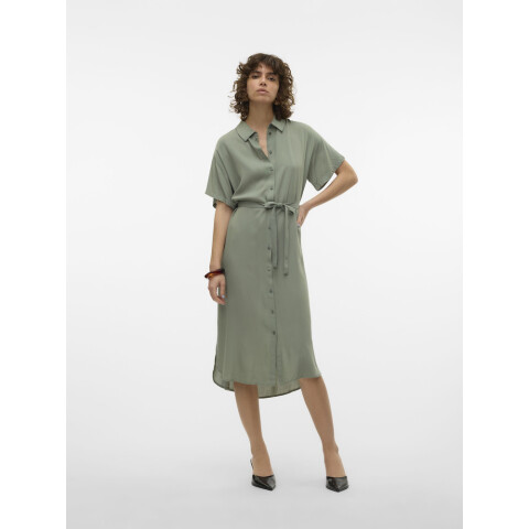 VMBUMPY SS CALF SHIRT DRESS WVN GA Hedge Green
