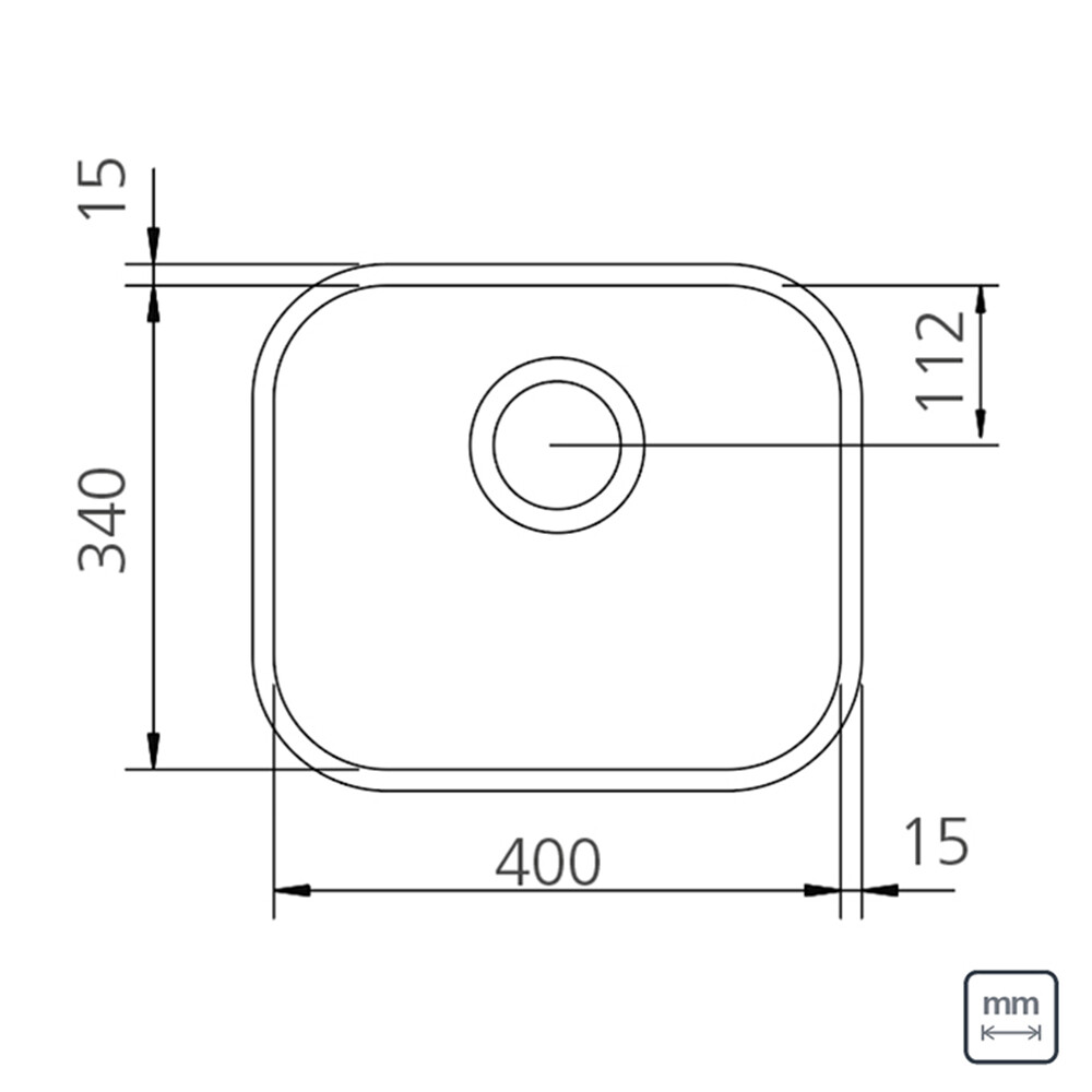 PILETA SIMPLE DE ACERO INOXIDABLE 304 TERMINACIÓN ALTO BRILLO 40X34 CM TRAMONTINA Pileta Simple De Acero Inoxidable 304 Terminación Alto Brillo 40x34 Cm Tramontina