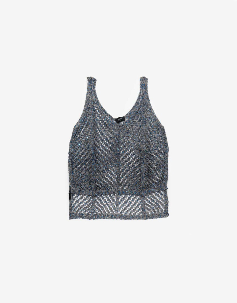 Top Tejido Con Lentejuelas - Negro 