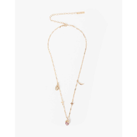 Collar Corto Frutal Con Cubic Zirconia Dorado