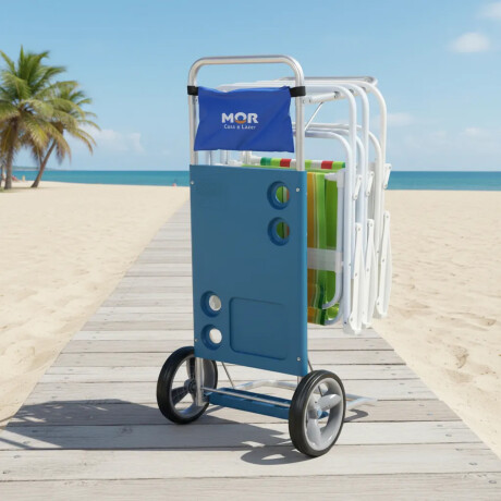 Carrito Para Sillas De Playa + Mesa Calidad Azul