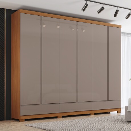 ROPERO IMPERIAL 6 PUERTAS 9 CAJONES GUARDARROPA CLOSET ARMARIO 100% MDF CANELA