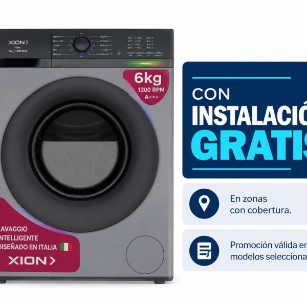 Lavarropas Xion 6K Carga Frontal Gris XI-LAV66X Lavarropas Xion 6K Carga Frontal Gris XI-LAV66X