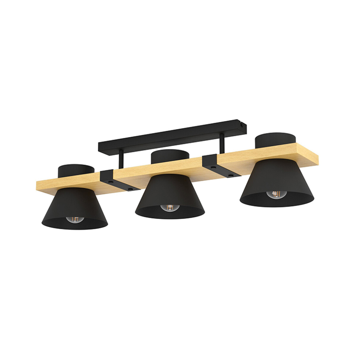 Lámpara de techo 3xE27 acero negro y madera - EG6138 