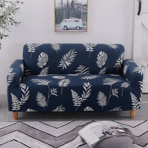 Funda sillón 1 cuerpo estampada Hojas Azules