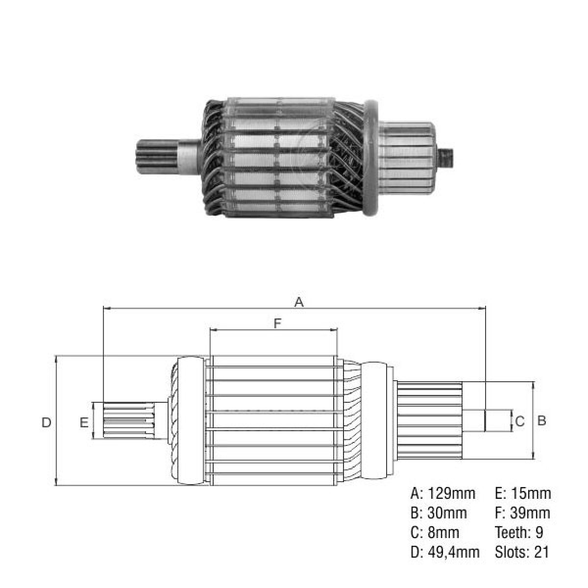 BOBINA ALTERNADOR ARRANQUE TOYOTA MAQ.TOYOTA S/DENSO 12V 9E21D129L=ND.8211=24109Z ZM 