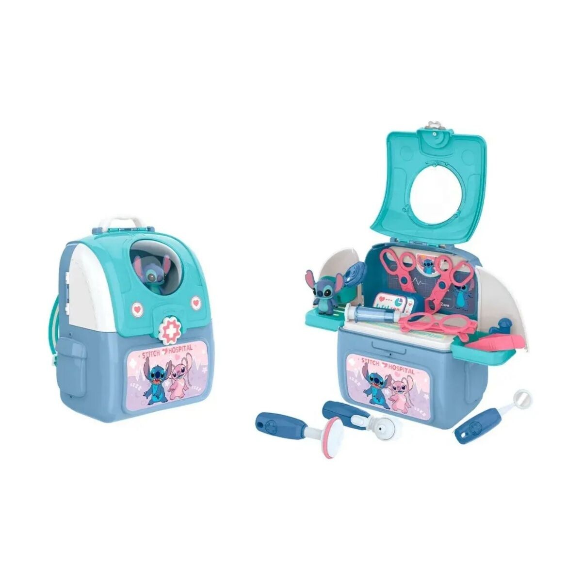 Mochila Médica Disney Stitch con Accesorios de Doctor - CELESTE 