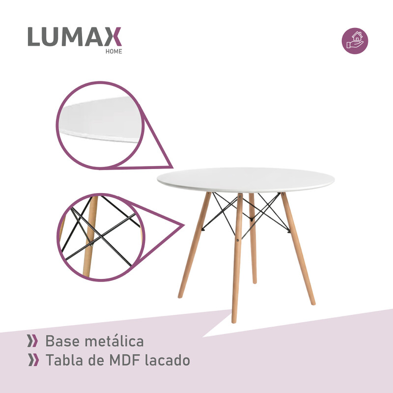 Mesa Eames Redonda 120cm Patas De Madera Calidad Premium Mesa Eames Redonda 120cm Patas De Madera Calidad Premium