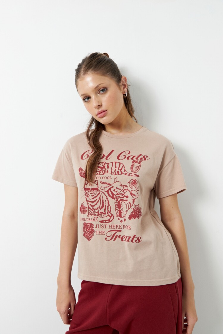 REMERA COOL CATS Beige