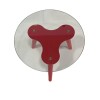Mesa lateral baja roja. Tapa de vidrio - Producto con detalles. Mesa lateral baja roja. Tapa de vidrio - Producto con detalles.