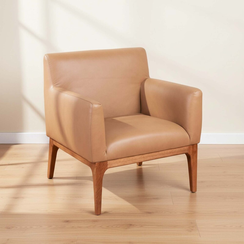 BUTACA CUERO-Y-MADERA MARRON TUCSON TOSTADO