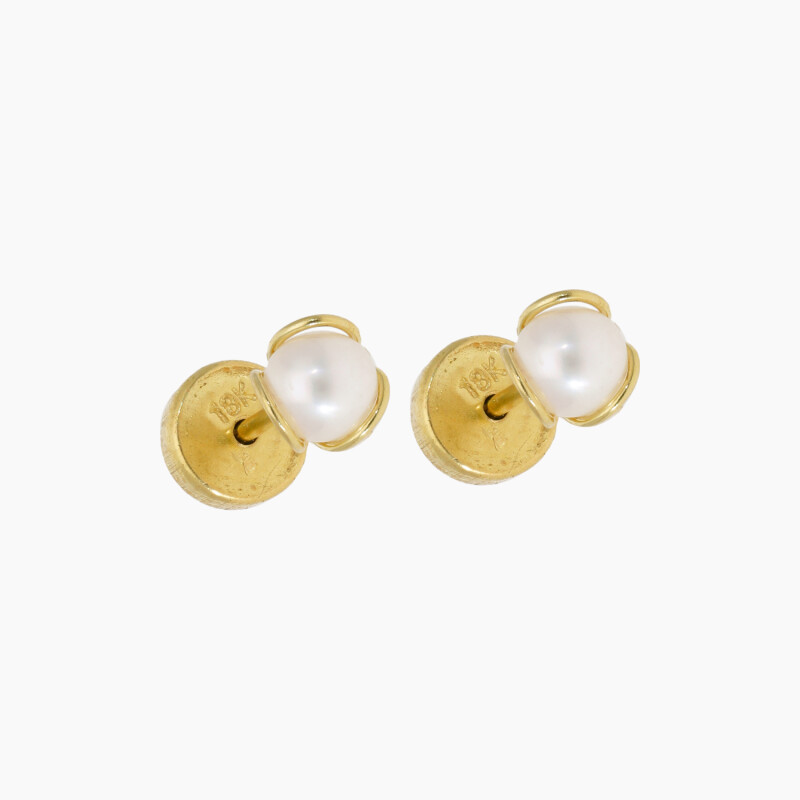 Caravanas para bebé en oro 18K y perla de cultivo Caravanas Para Bebé En Oro 18k Y Perla De Cultivo