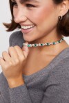 COLLAR BAÑADO EN PLATA DE LEY CON CRISTALES VERDES Colgante