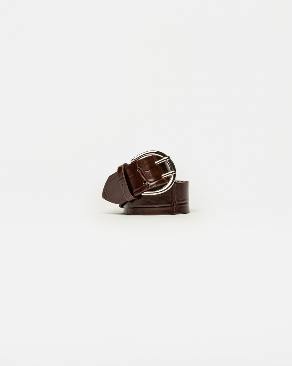 Cinturon Indie en cuero grabado big Croco Marron