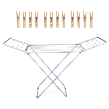 Set Mor Tendedero Extensible Acero 8.54Mt Ropa + 12 Palillos Blanco
