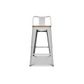 Banqueta Media Tolix Asiento de Madera White