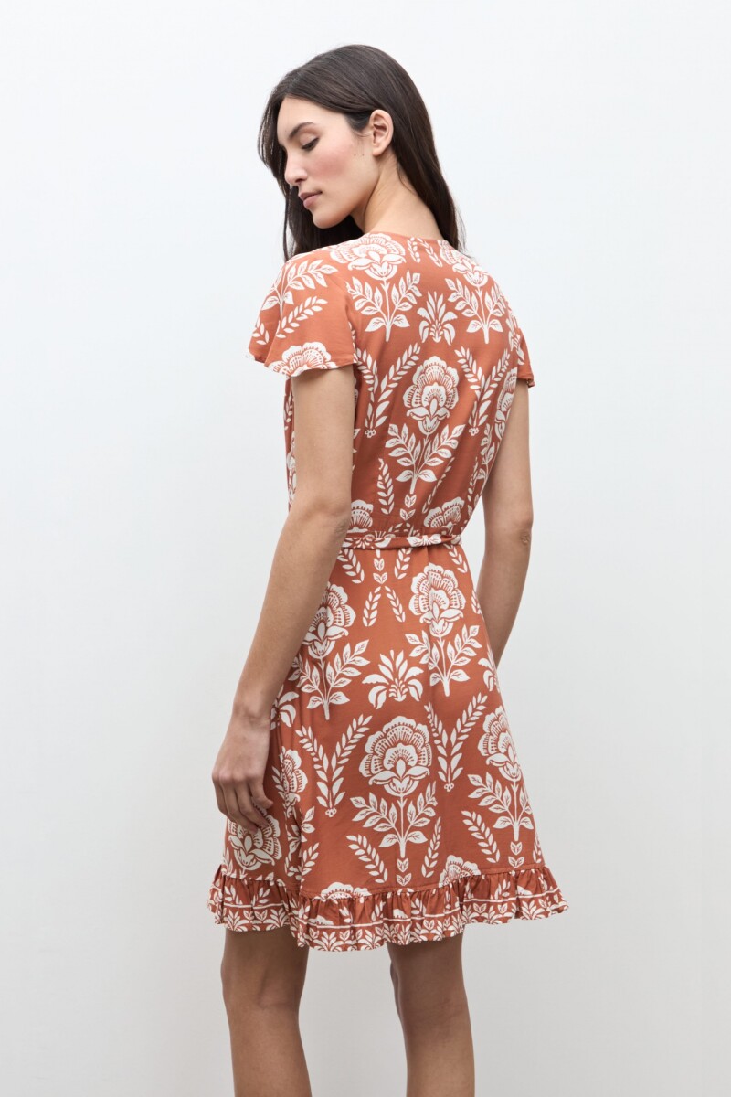 Vestido cruzado estampa Dalia lacre