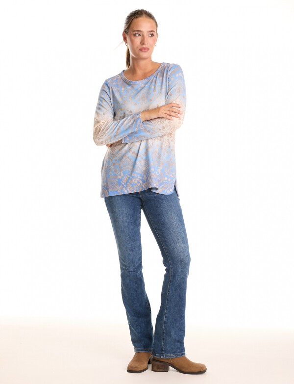 Remera Soft Print MULTI/CELESTE