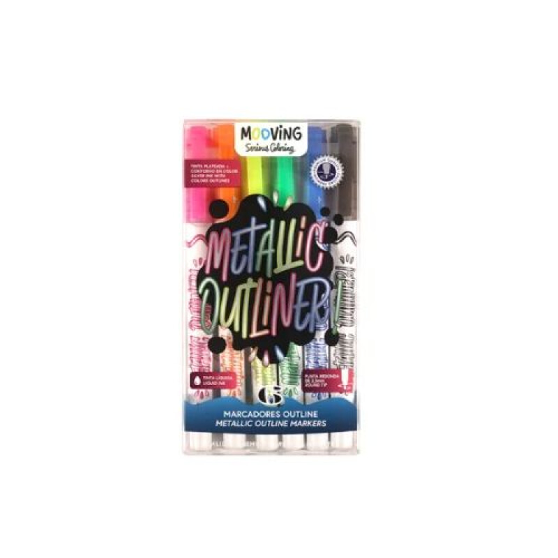 Marcador mooving Outliner metalizados x6 Marcador Mooving Outliner Metalizados X6