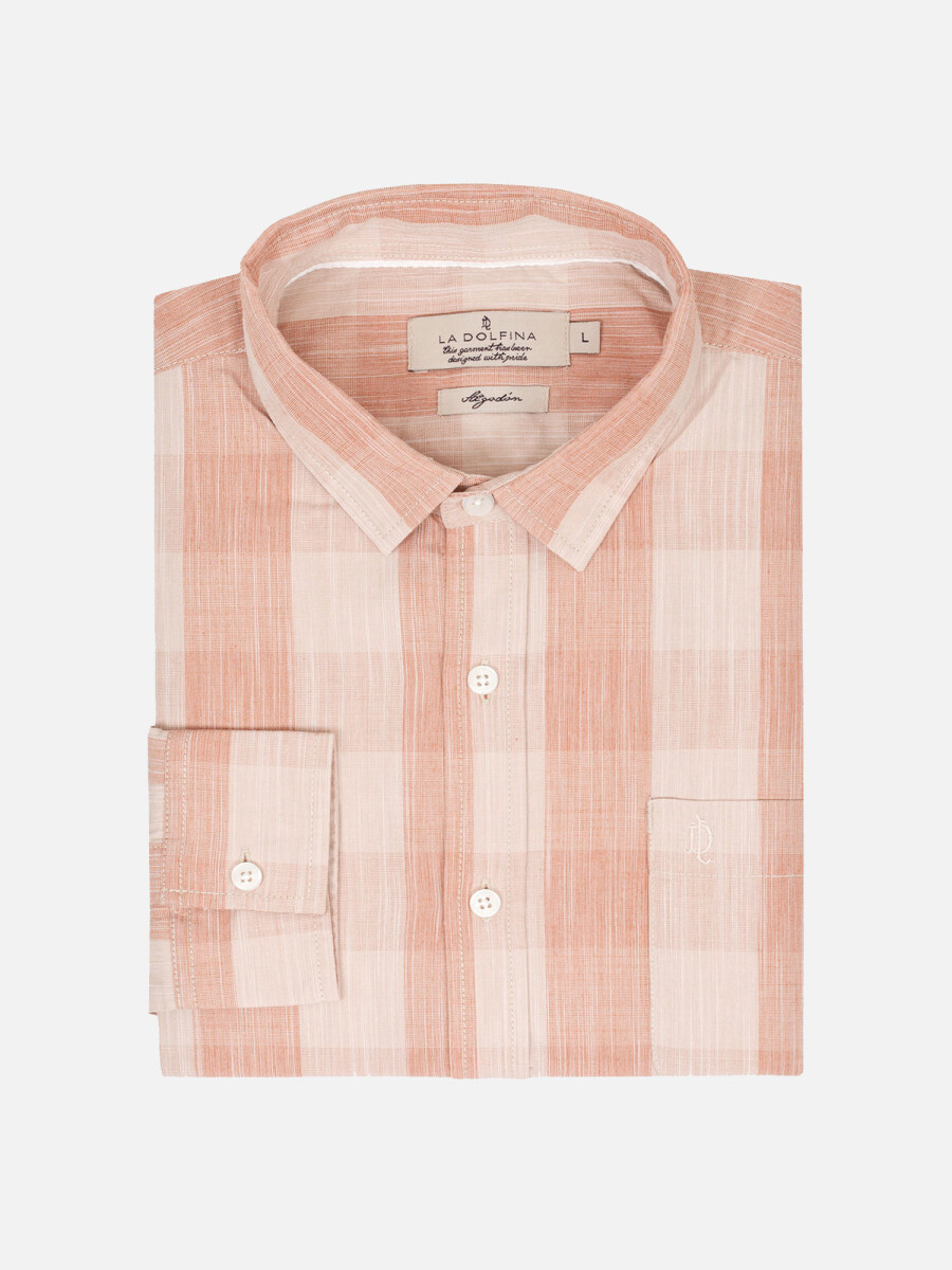 Camisa m/l cuadros - beige 
