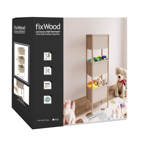 Estantería Organizadora Rack 3 Cajones 95x26x39Cm Madera PP Beige