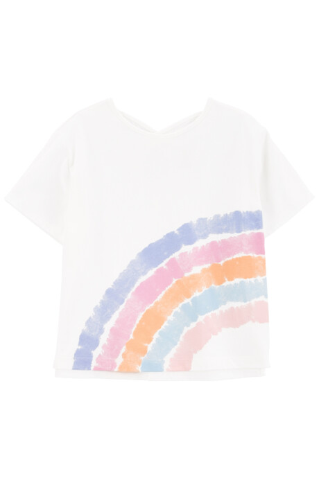 Remera de algodón, manga corta, diseño arcoíris Sin color