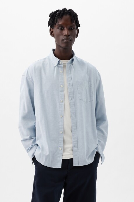 Camisa Oxford Big Shirt Hombre Light Blue