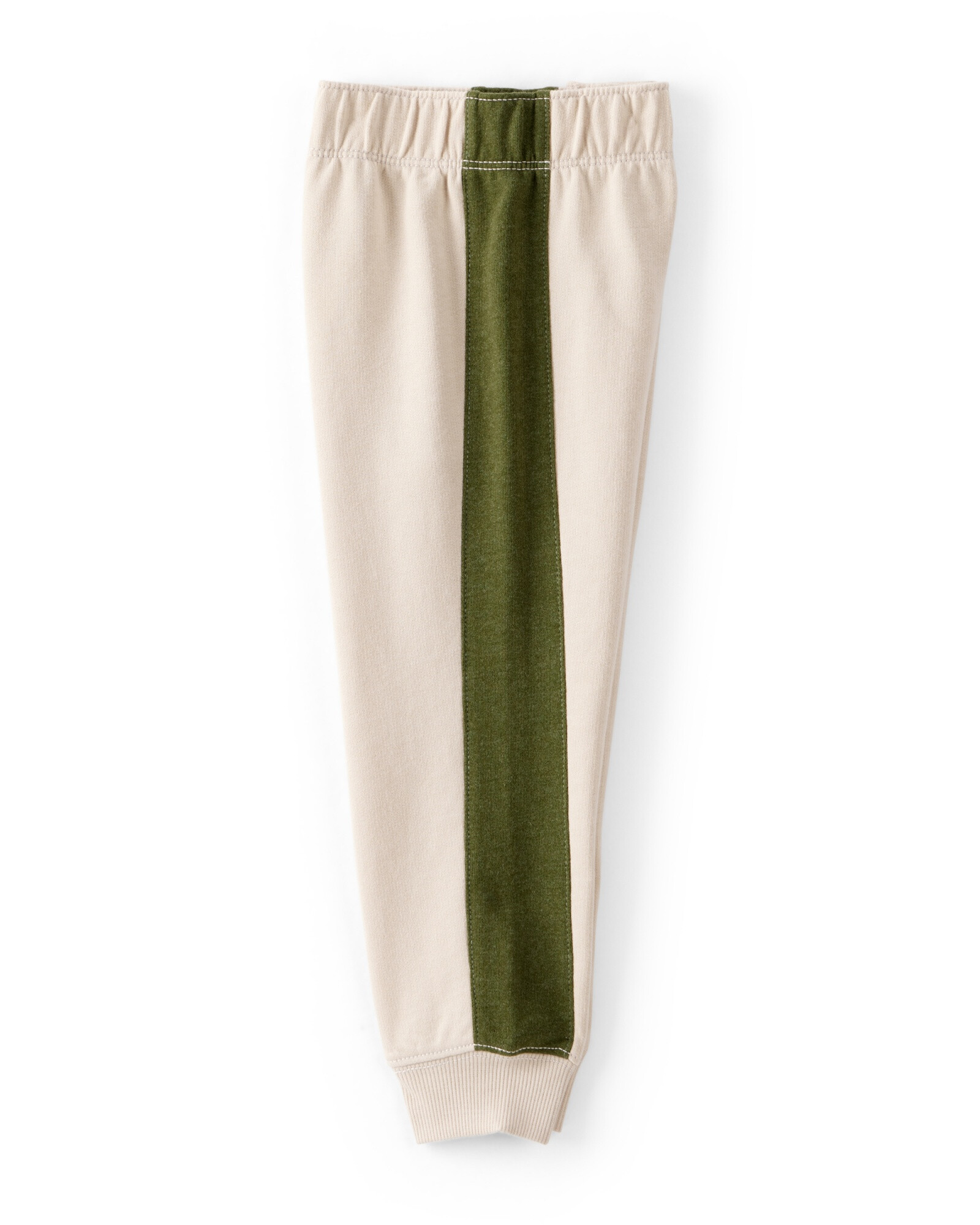 Set dos piezas de algodón, pantalón y buzo con capucha, diseño bloques de color verde y crema Sin color