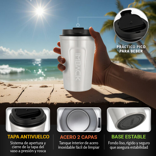 Vaso Termico Para Cafe 380 Ml Acero Inoxidable Imback Mug Bebidas Con Tapa Rosca Color Plateado Vaso Termico Para Cafe 380 Ml Acero Inoxidable Imback Mug Bebidas Con Tapa Rosca Color Plateado